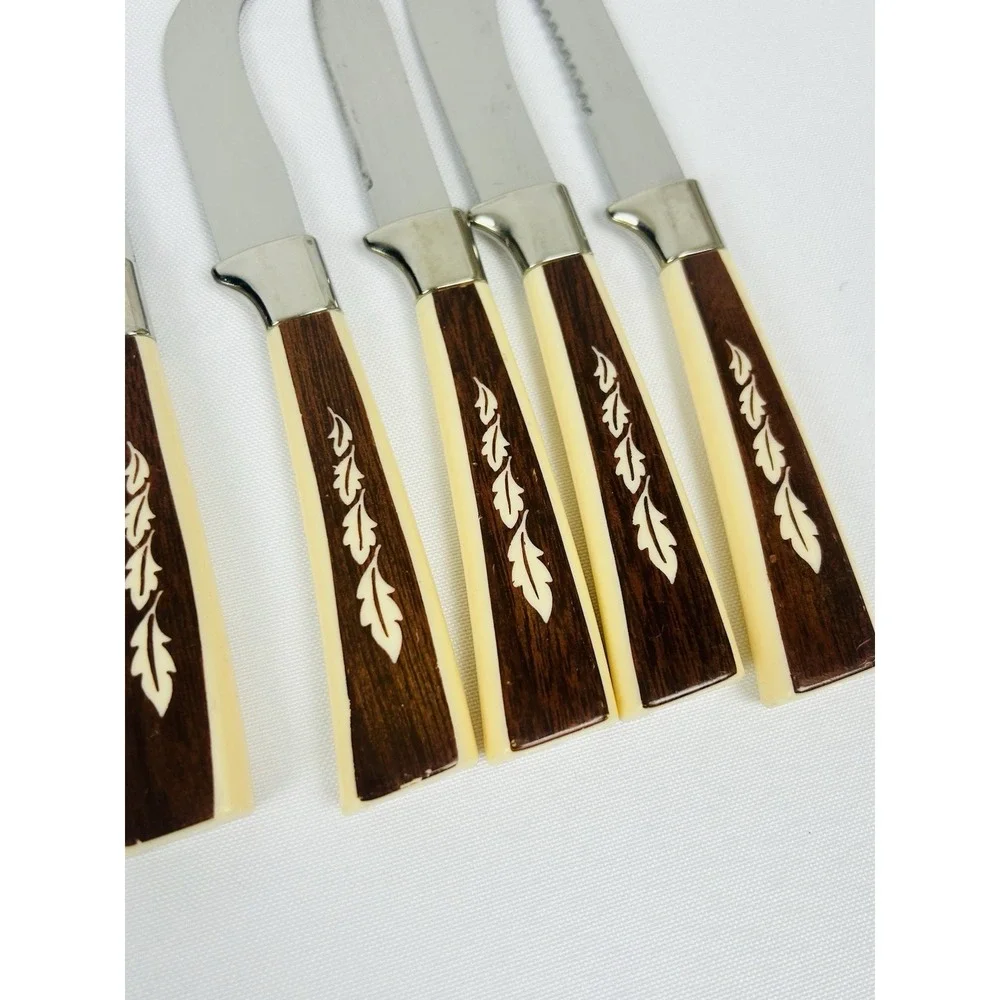 Regent Sheffield Silverware Set Vintage MCM Leaf Pattern 18pc Knives Serving Set